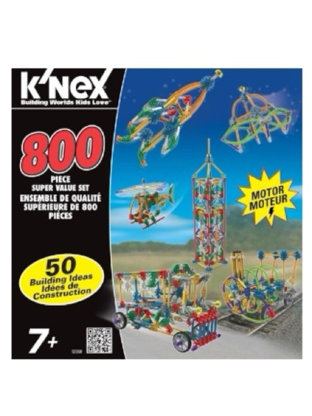 K'NEX 800 Piece Super Value Set 50 Building Ideas Motor Wheels Construction